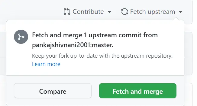 Update or Sync a Fork using the GitHub UI